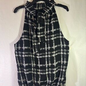 Alfani Black and White Checkered Blouse